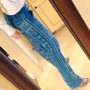 Johhny Was Biya Collection Embroidered Velour Pants,  Sz 2